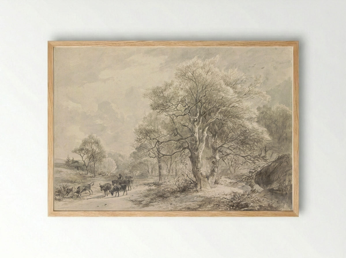 Winterlandschap - Jacobus Pelgrom - Framed Print Wood