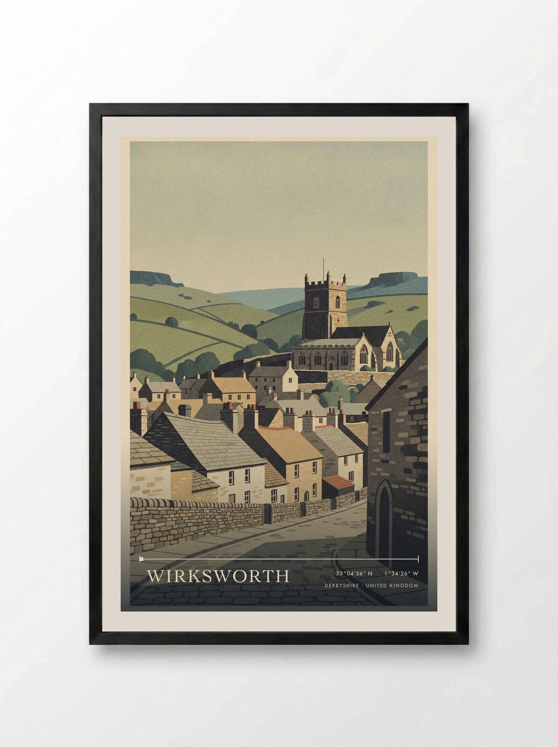 Wirksworth Derbyshire United Kingdom Travel Poster - Framed Print Black