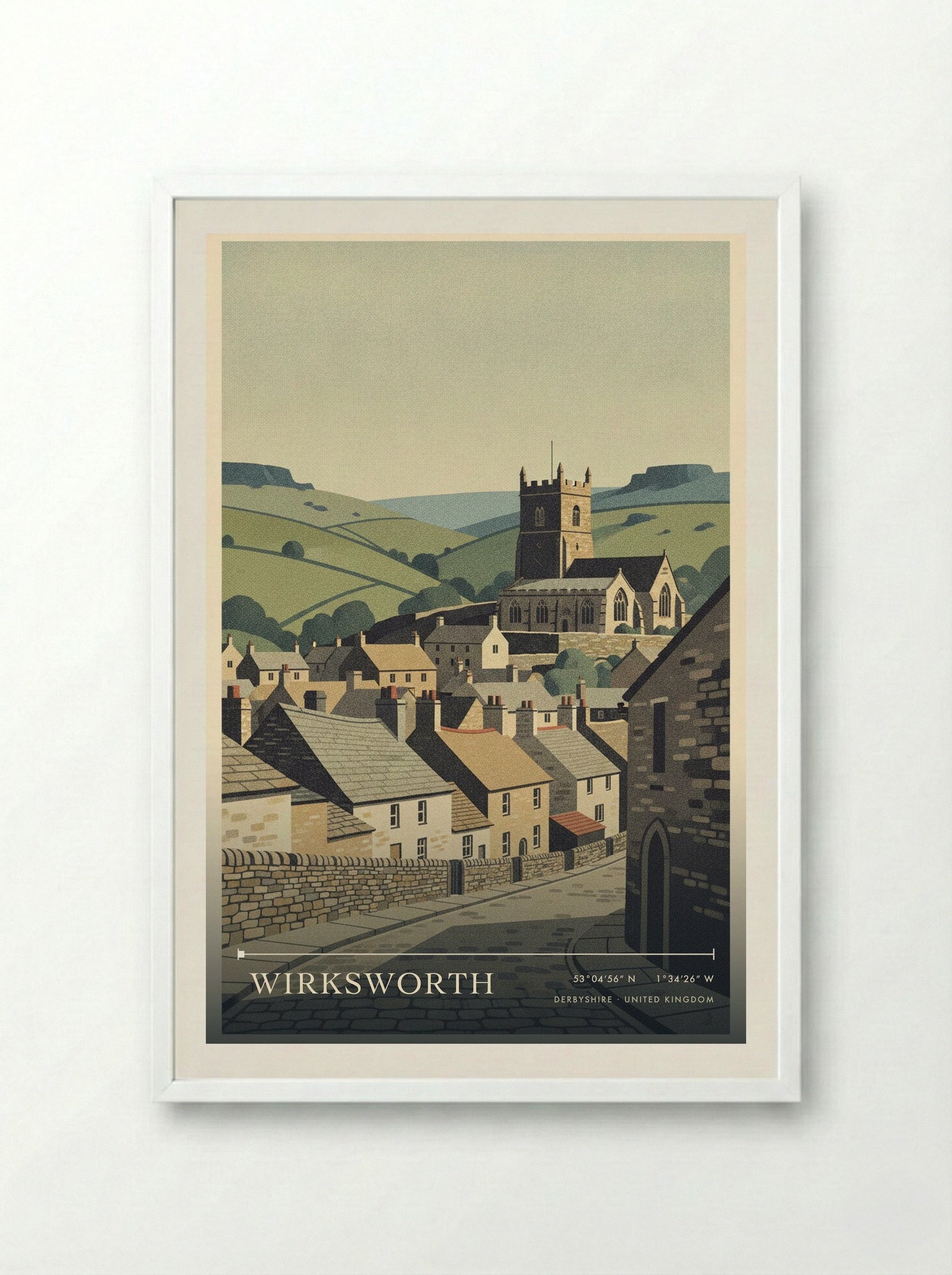 Wirksworth Derbyshire United Kingdom Travel Poster - Framed Print White