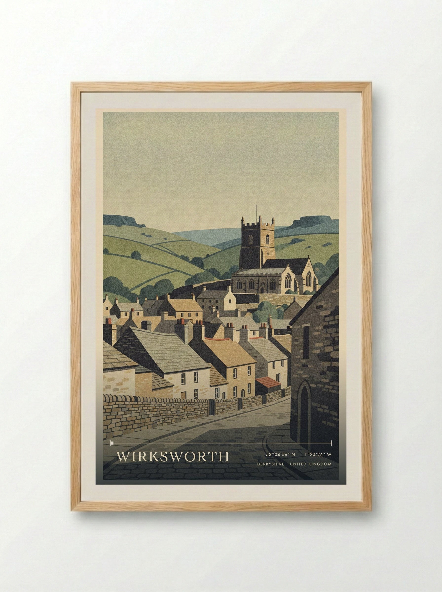 Wirksworth Derbyshire United Kingdom Travel Poster - Framed Print Wood