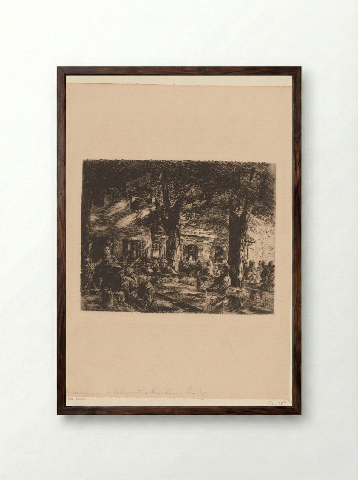 Wirtshausgarten in Rosenheim - Max Liebermann - Framed Print Dark Wood