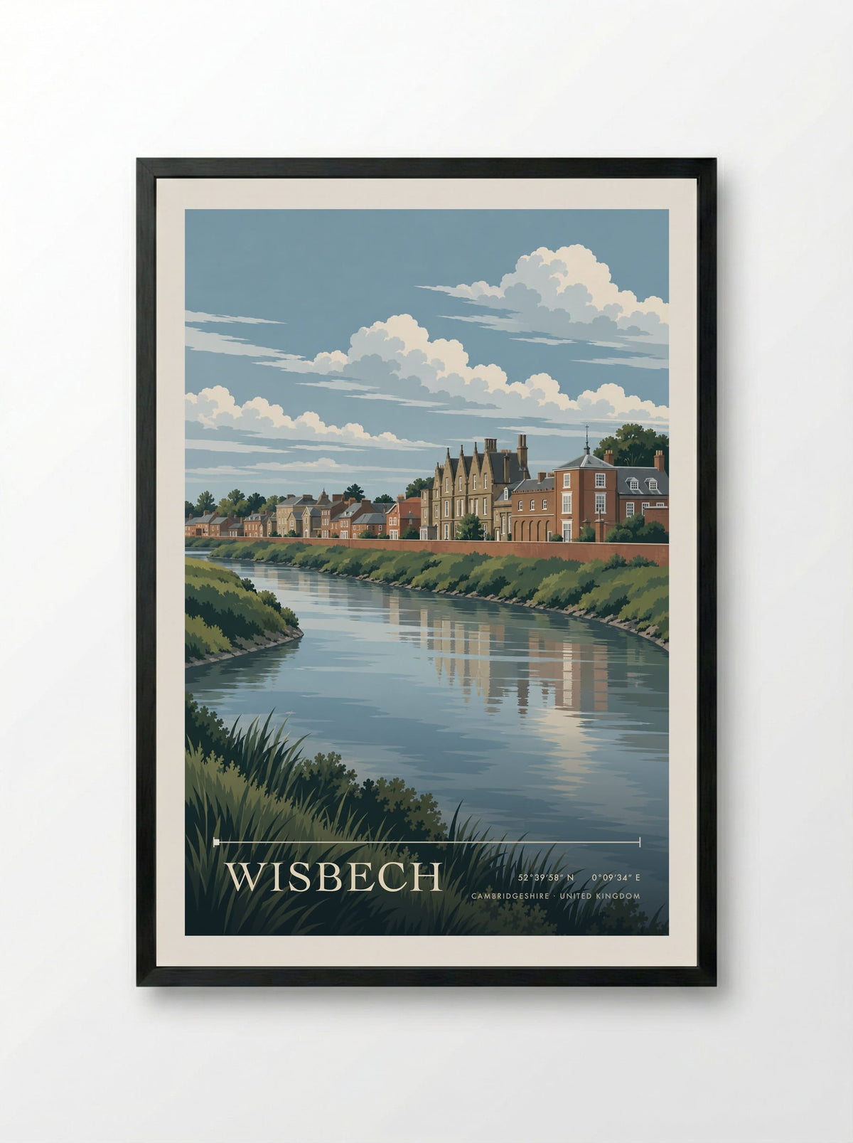 Wisbech, Cambridgeshire | Travel Poster - Framed Print Black