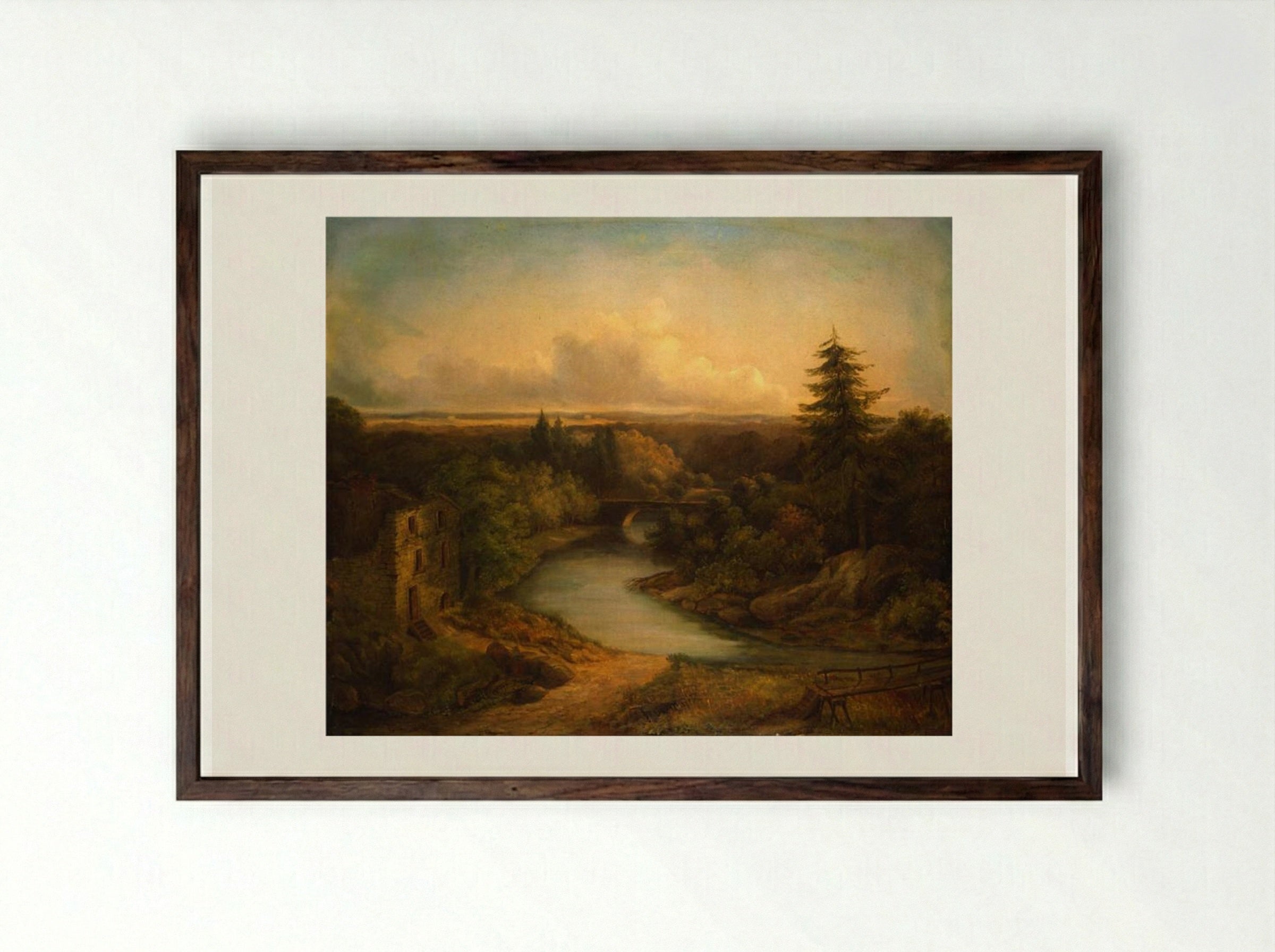Wissahickon Creek - Thomas Sully - Framed Print Dark Wood