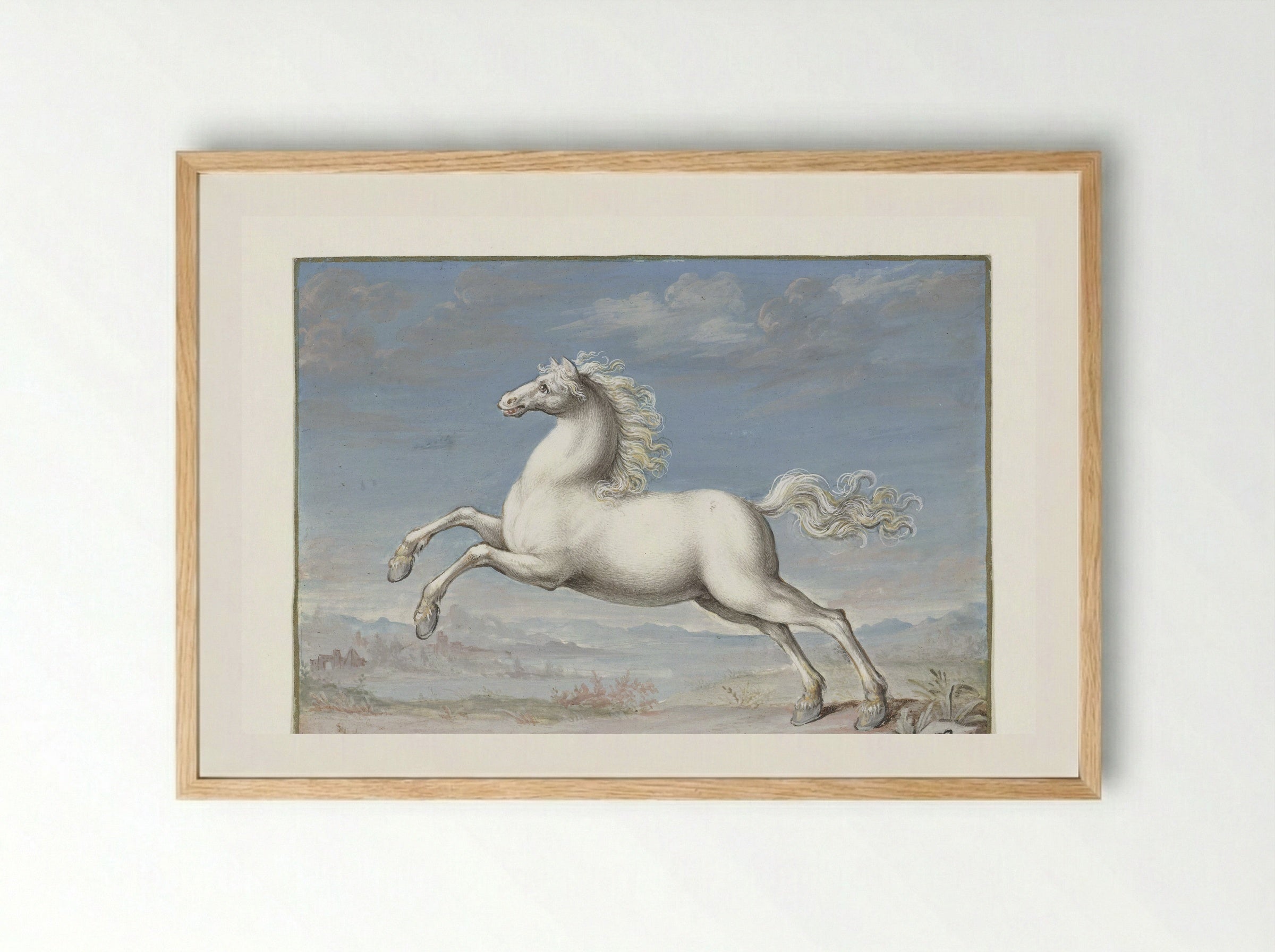 Wit paard (White Horse) - Joris Hoefnagel - Framed Print Wood