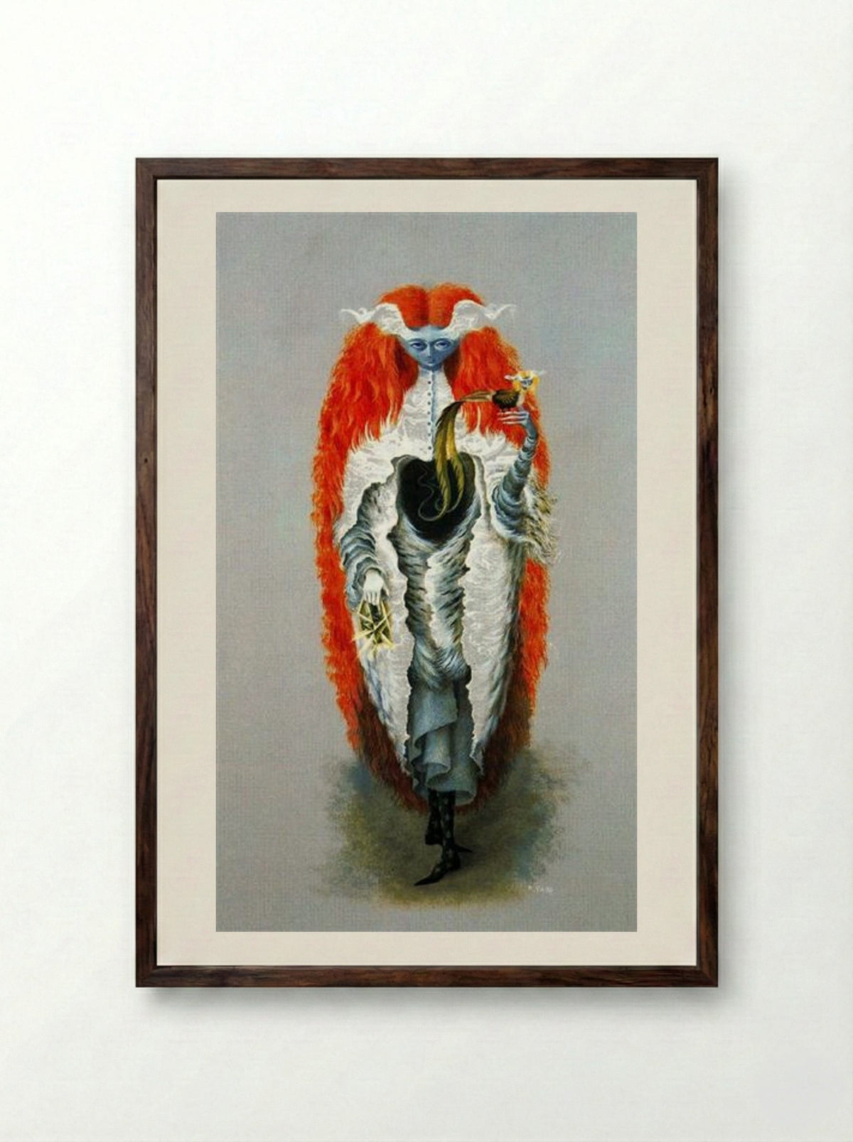 Witch Going to the Sabbath - Remedios Varo - Framed Print Dark Wood