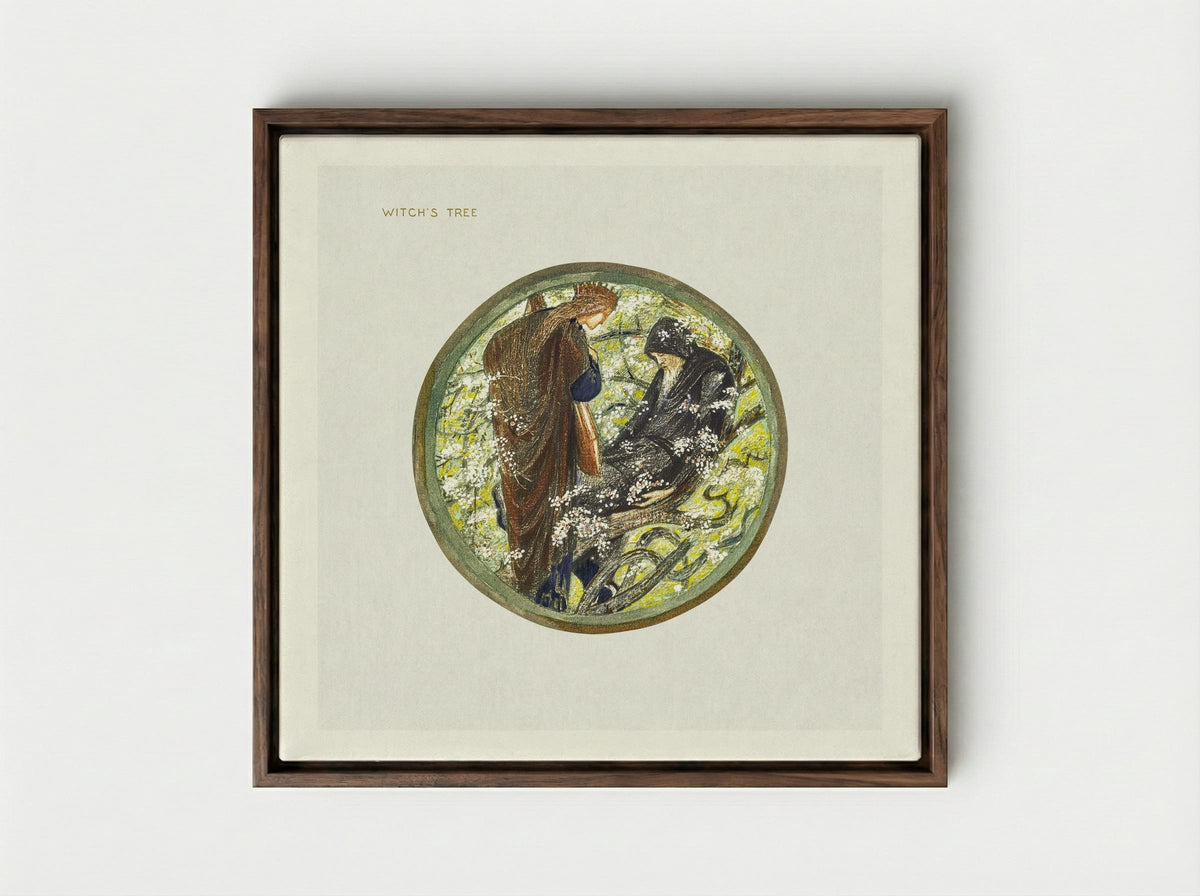 Witch's Tree - Edward Burne-Jones - Framed Canvas Dark Wood