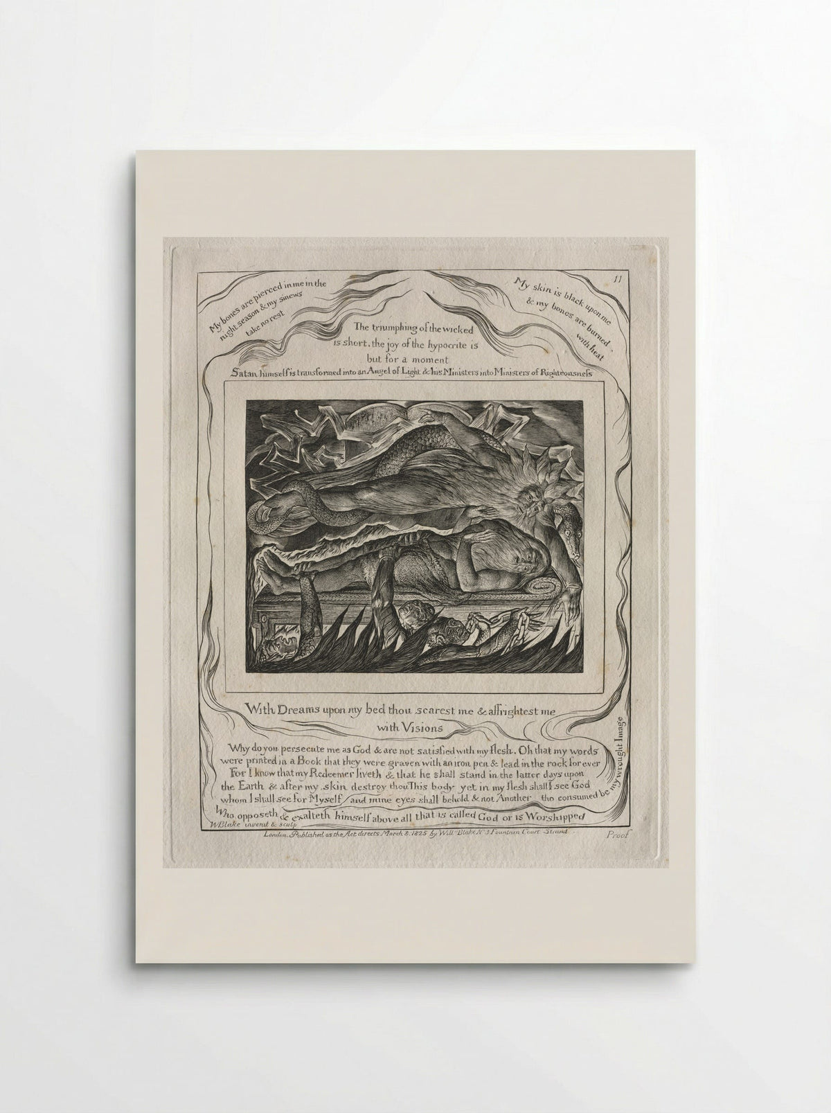 With Dreams Upon My Bed Thou Scarest Me and Affrightest Me with Visions (The Book of Job) - William Blake - Poster