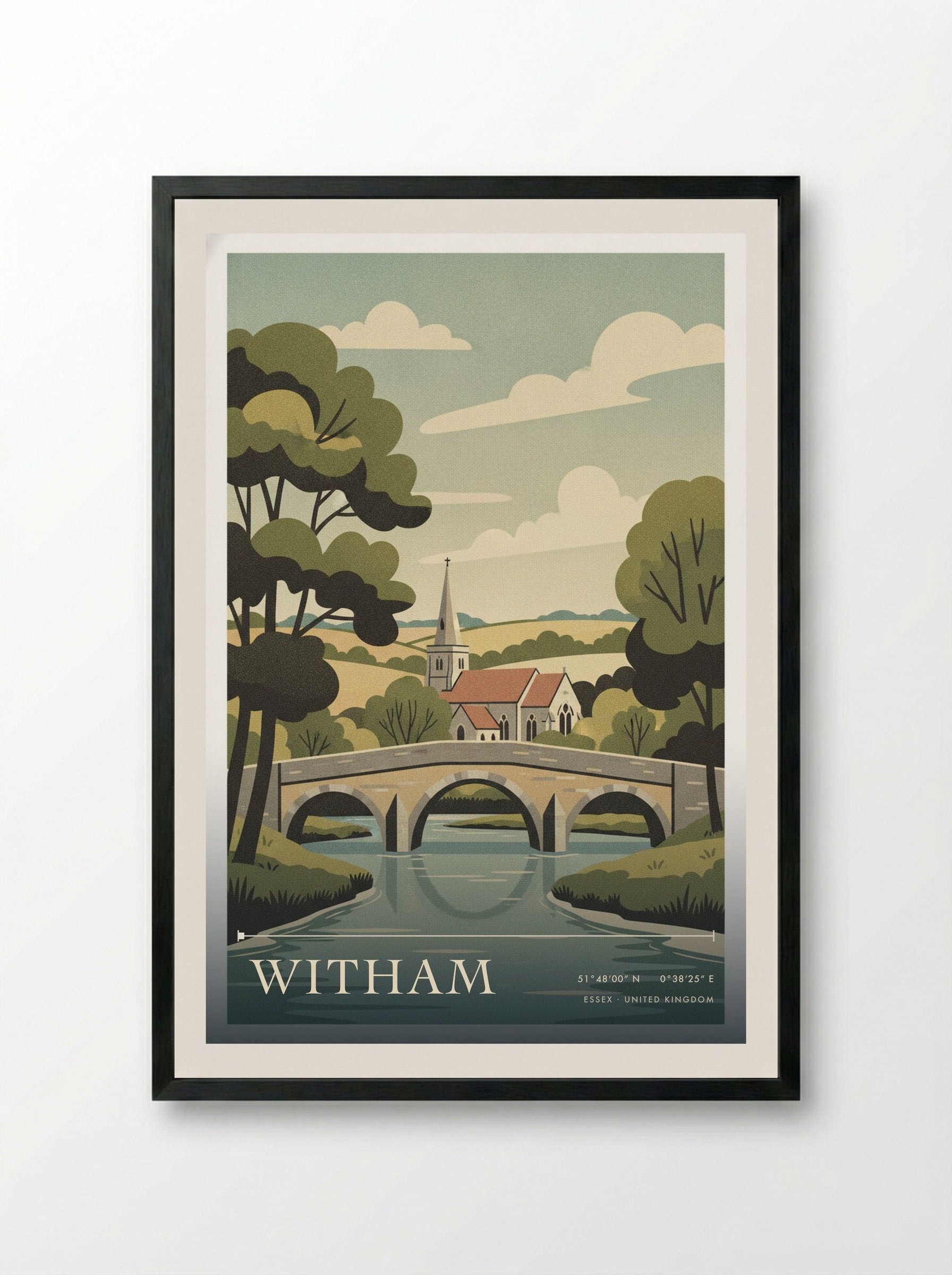 Witham Essex United Kingdom Travel Poster - Framed Print Black