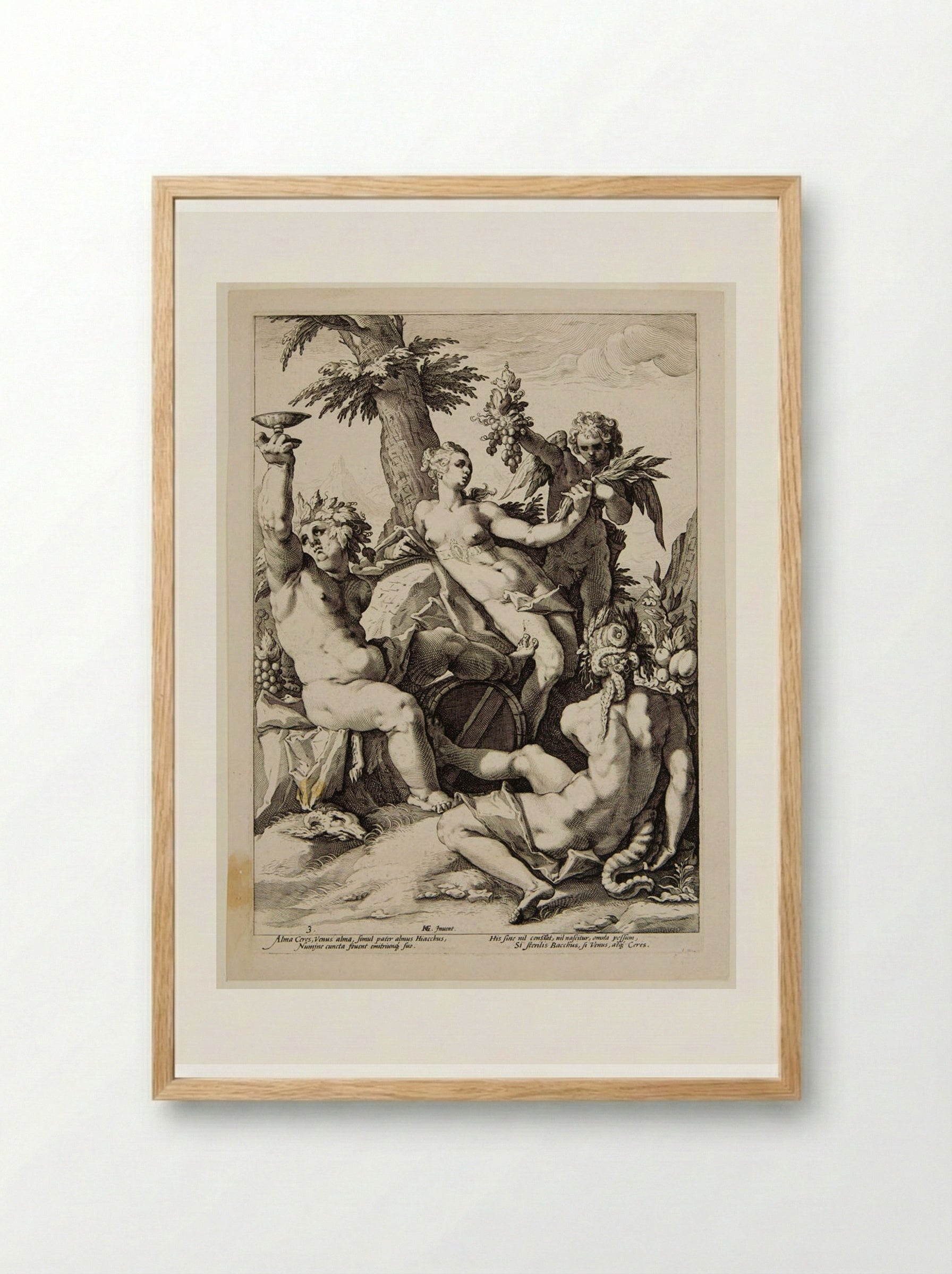 Without Ceres and Bacchus, Venus Would Freeze - Jacob Matham - Framed Print Wood