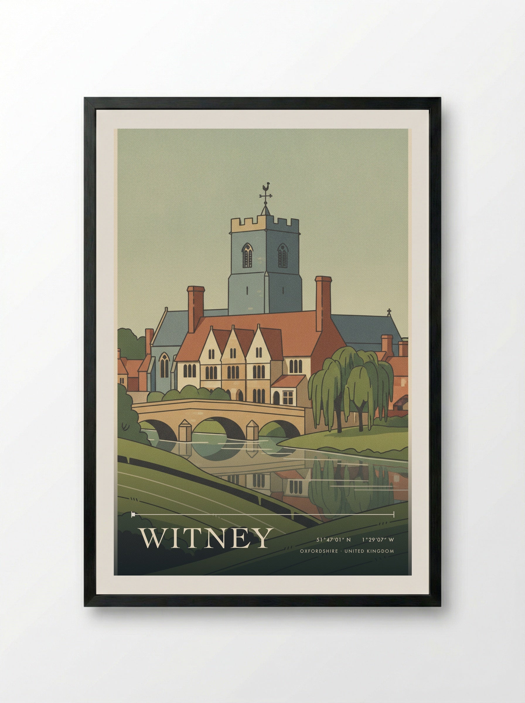 Witney Oxfordshire United Kingdom Travel Poster - Framed Print Black