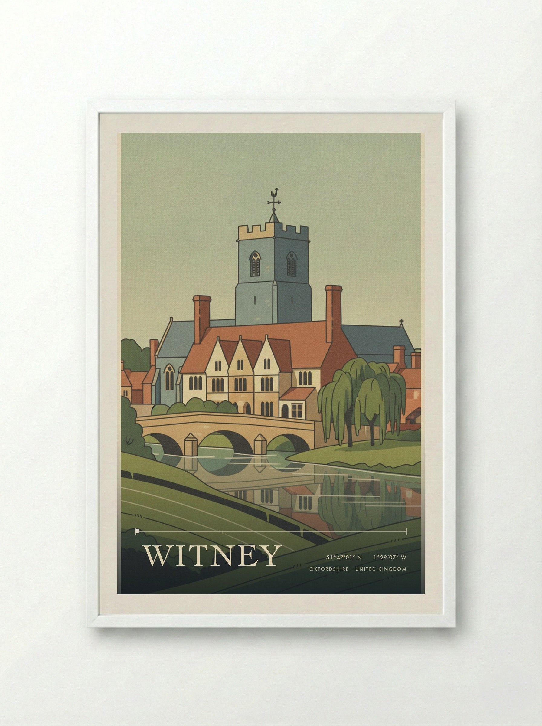 Witney Oxfordshire United Kingdom Travel Poster - Framed Print White