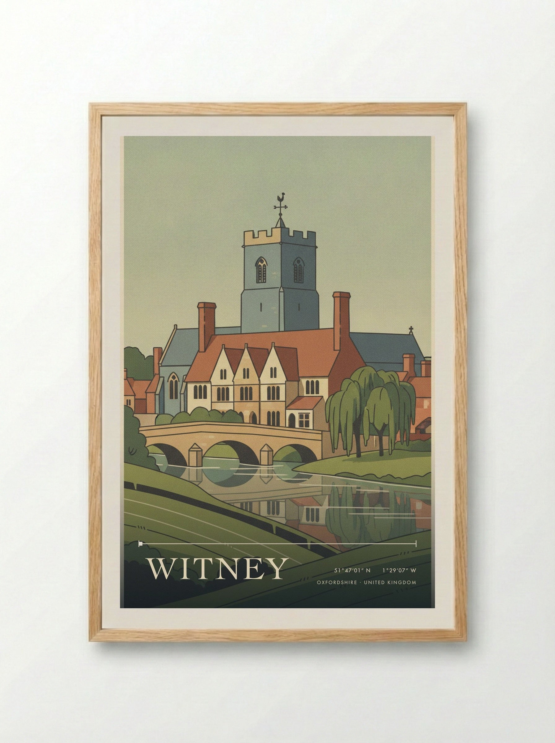 Witney Oxfordshire United Kingdom Travel Poster - Framed Print Wood