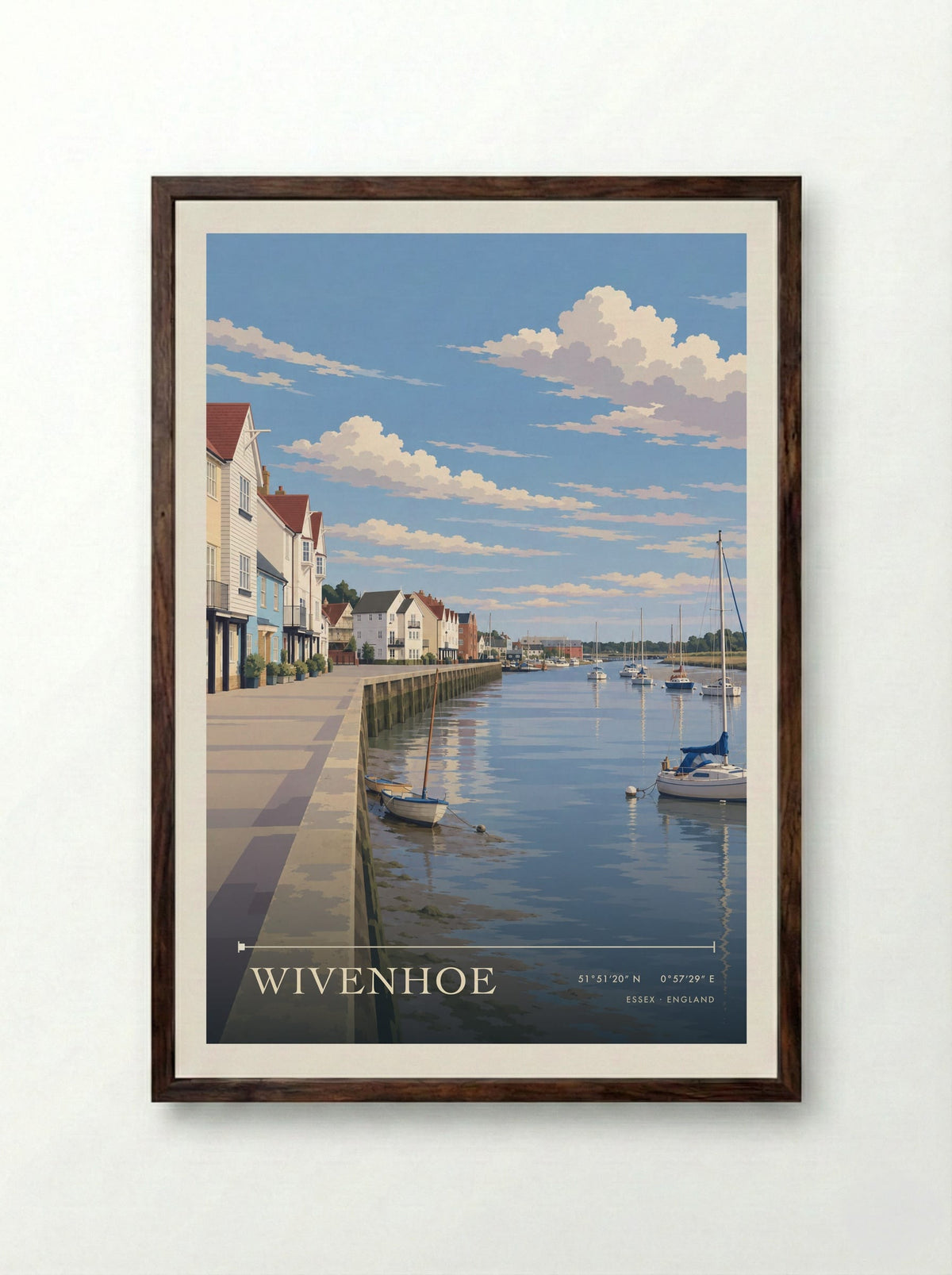 Wivenhoe, Essex | Travel Poster - Framed Print Dark Wood