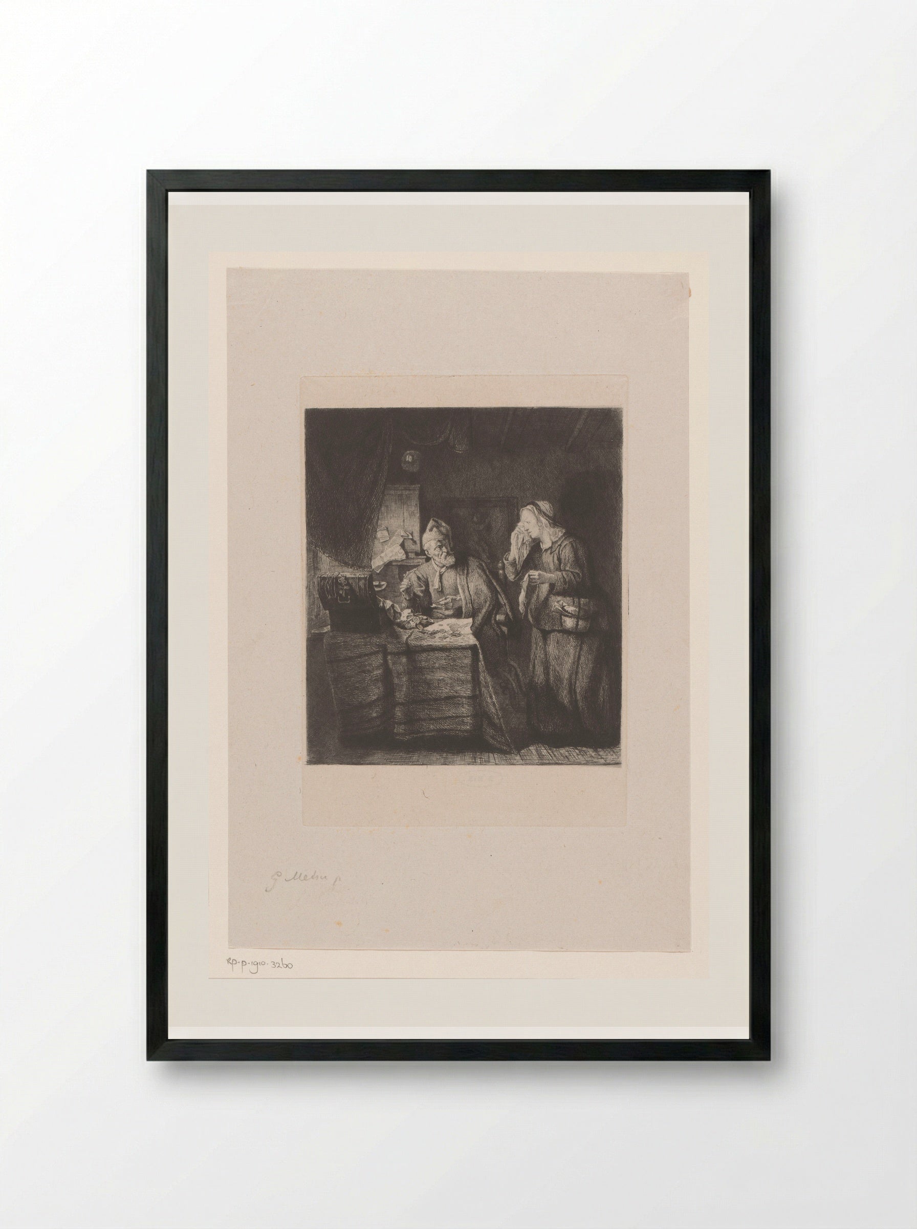 Woekeraar en een vrouw in tranen - Léopold Flameng - Framed Print Black