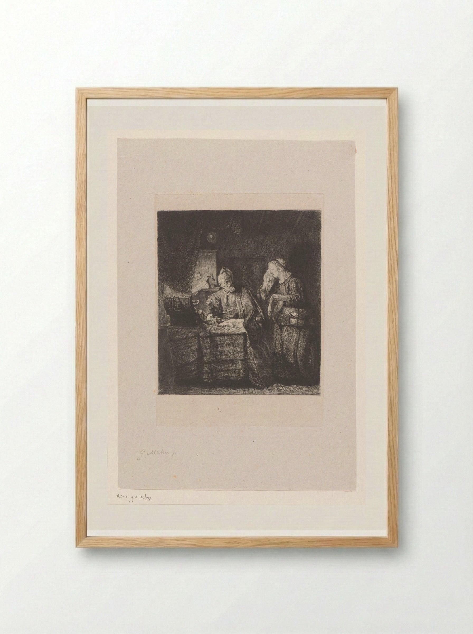 Woekeraar en een vrouw in tranen - Léopold Flameng - Framed Print Wood