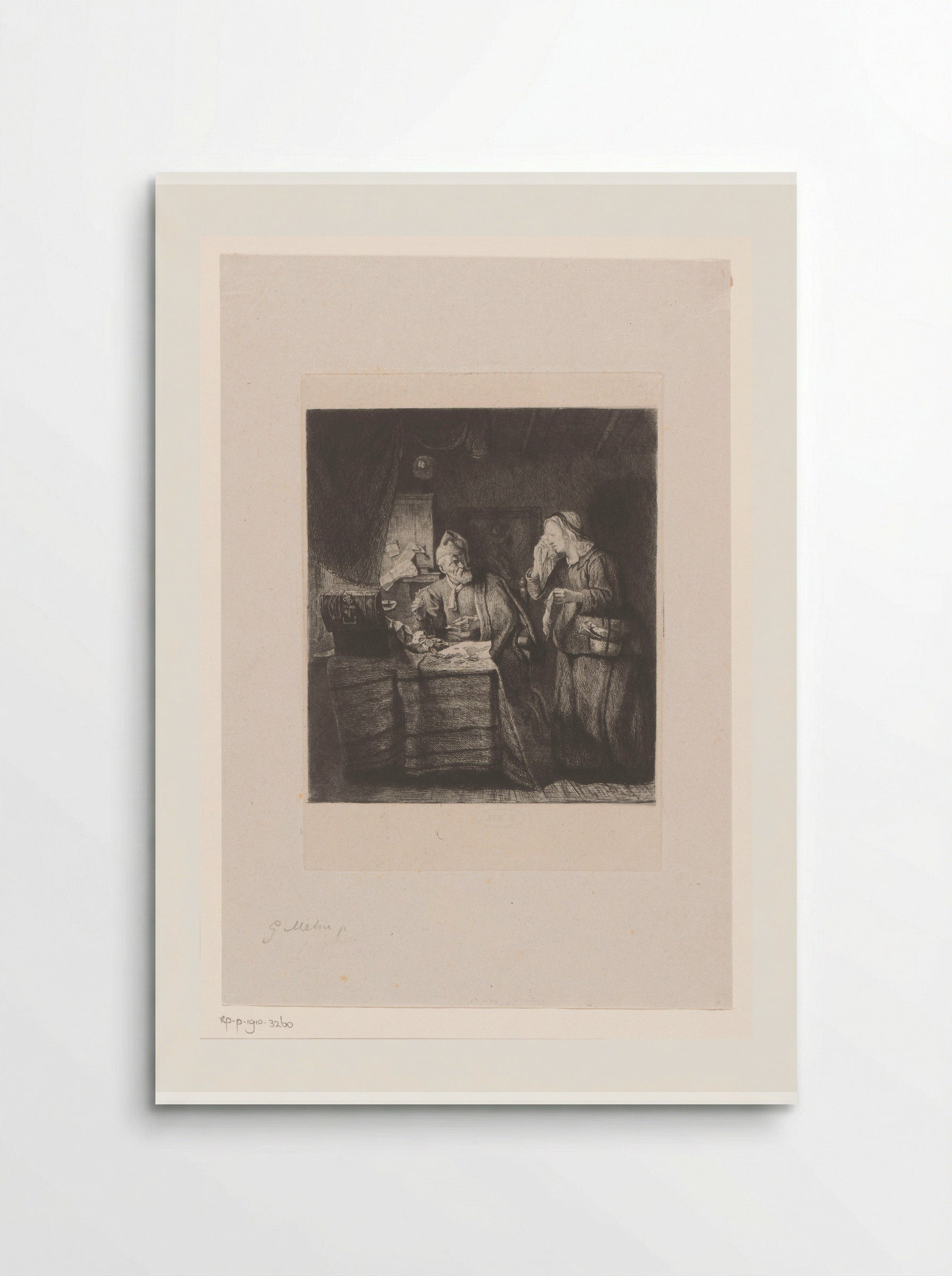 Woekeraar en een vrouw in tranen - Léopold Flameng - Poster