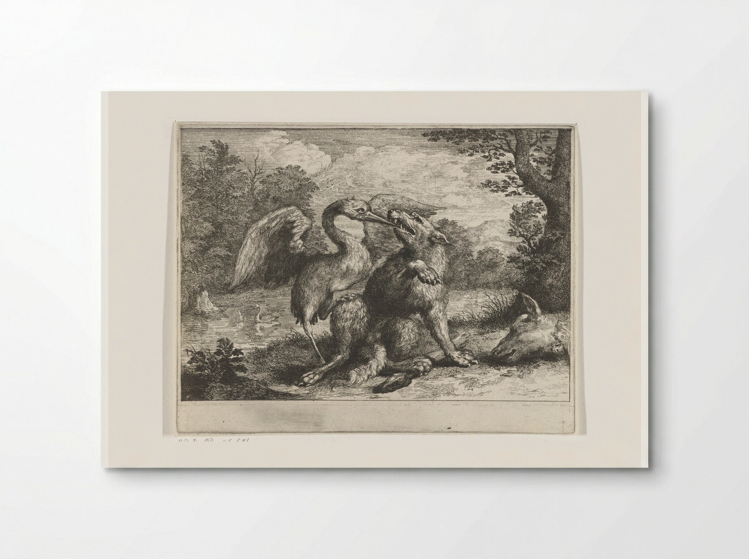 Wolf en kraanvogel - Abraham Bloteling - Poster