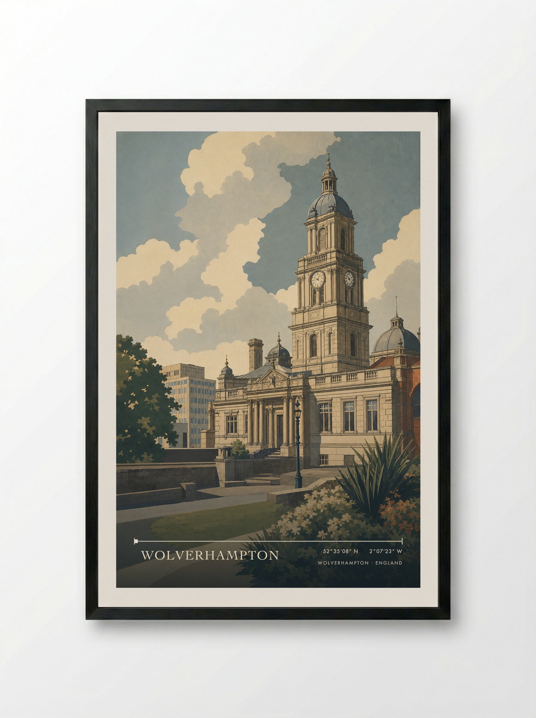 Wolverhampton England Travel Poster - Framed Print Black
