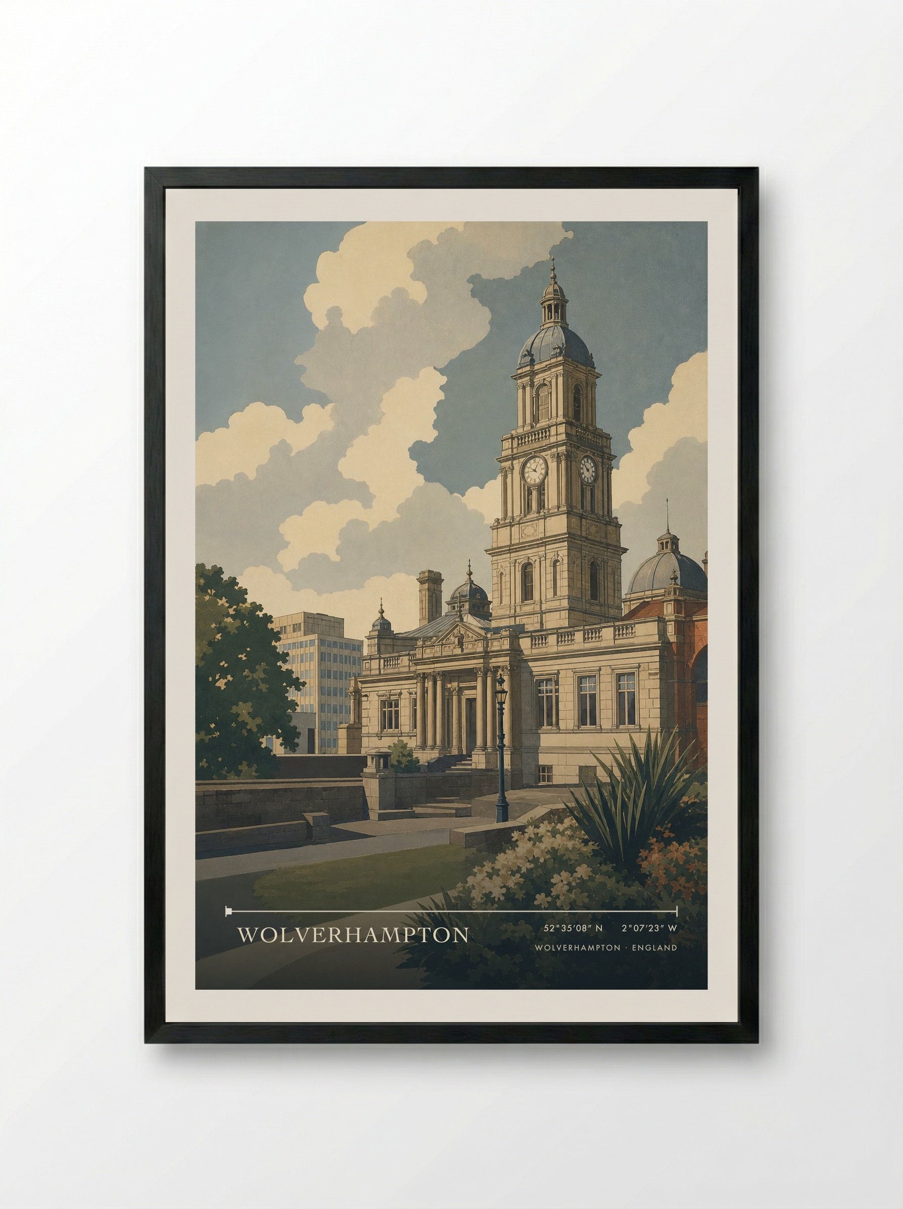 Wolverhampton England Travel Poster - Framed Print Black