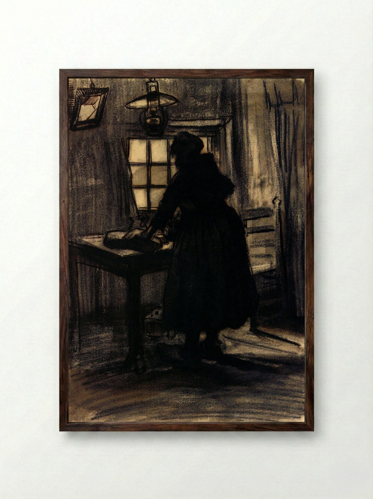 Woman Cutting Bread - Vincent van Gogh - Framed Print Dark Wood