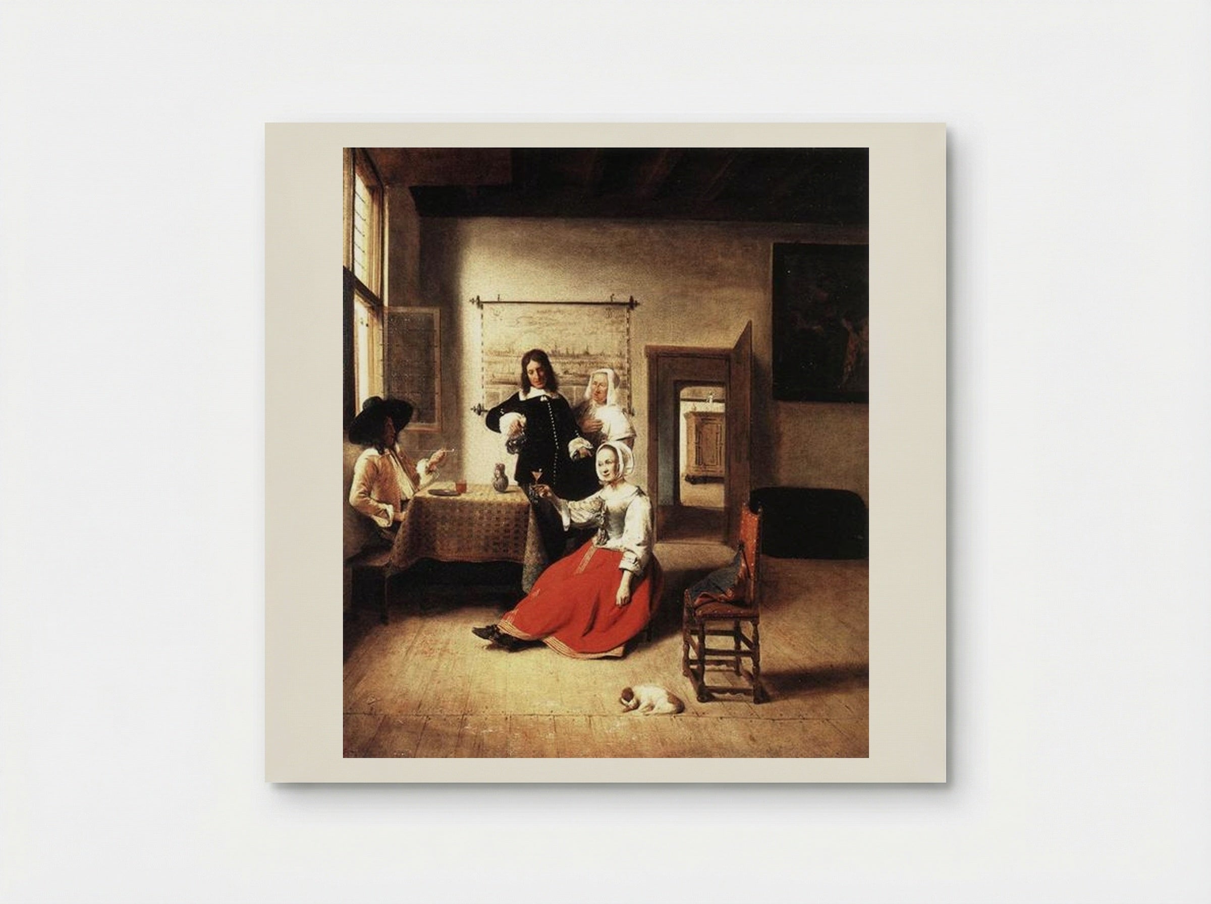 Woman Drinking with Soldiers - Pieter de Hooch - Poster