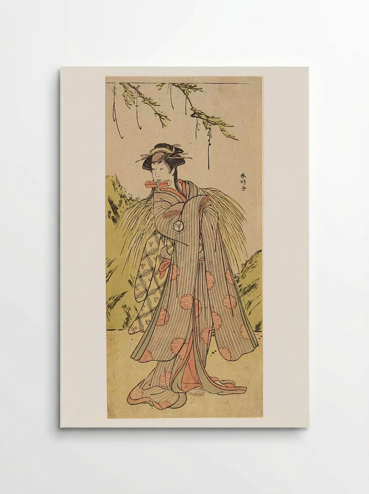 Woman Holding Scroll in Her Mouth - Katsukawa Shunkō - Poster