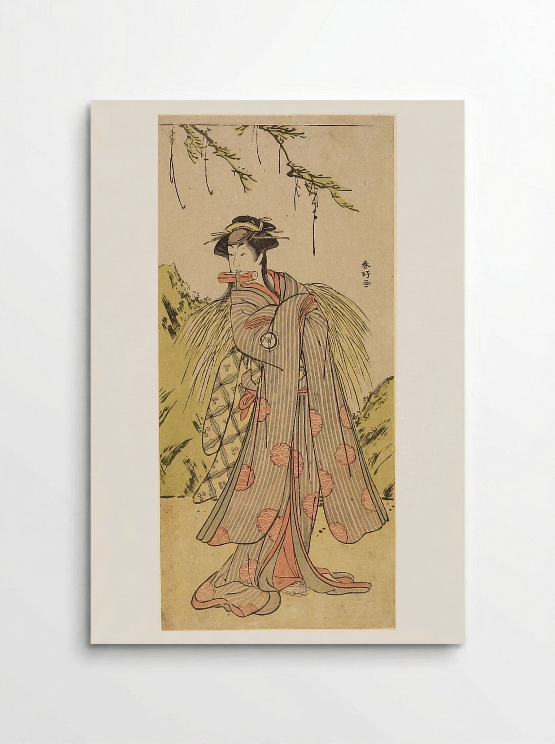 Woman Holding Scroll in Her Mouth - Katsukawa Shunkō - Poster