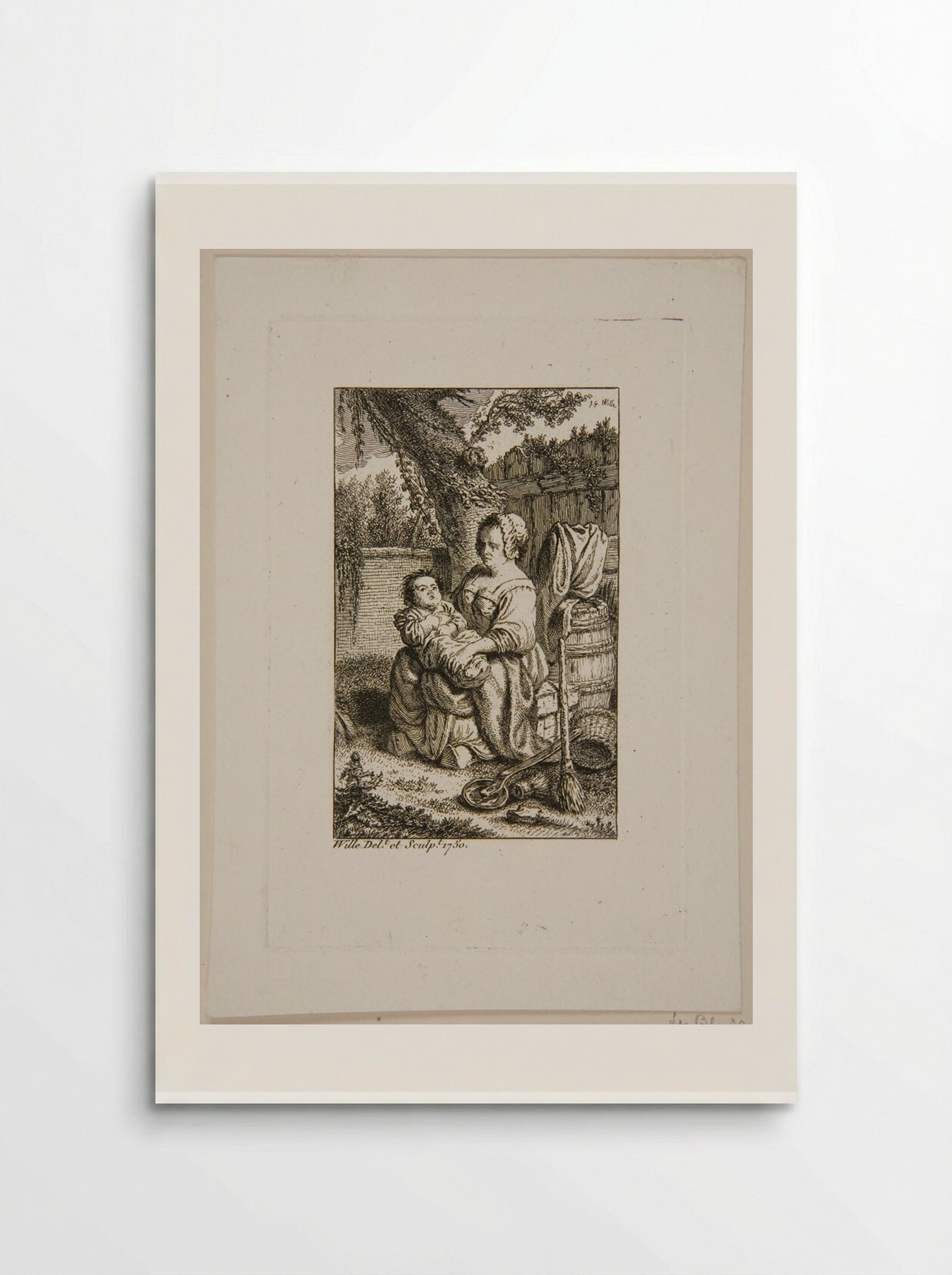 Woman Holding a Child - Johann Georg Wille - Poster