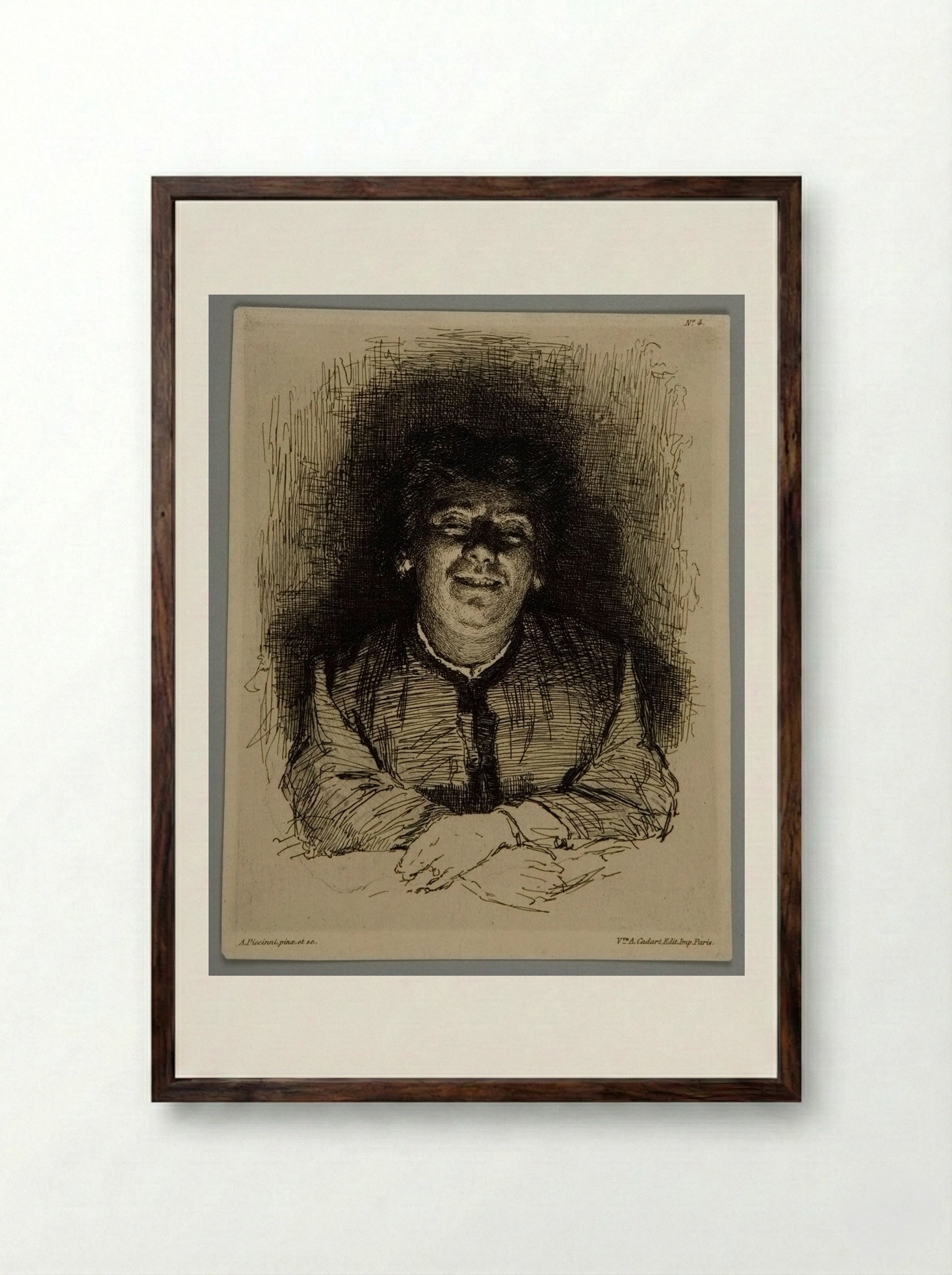 Woman Laughing - Antonio Piccinni - Framed Print Dark Wood