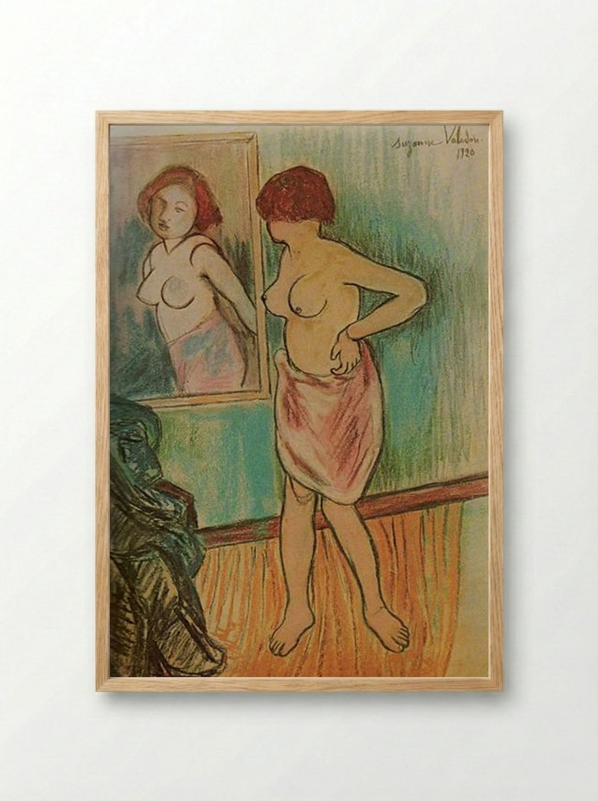 Woman Looking at Herself in the Mirror - Suzanne Valadon - Framed Print Wood