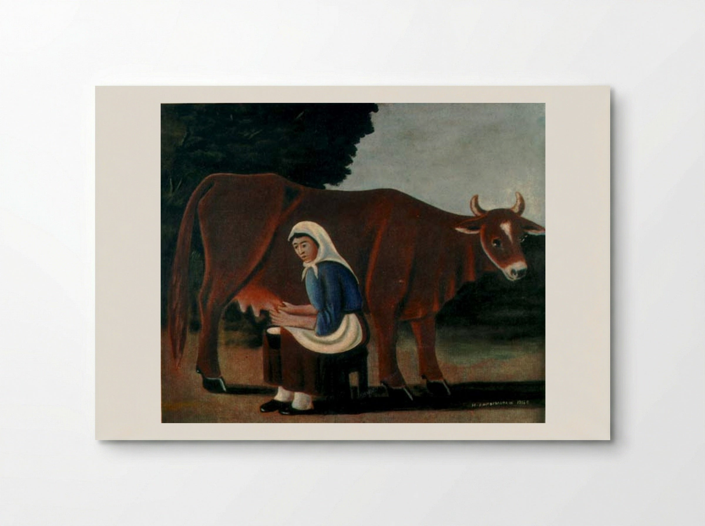 Woman Milking a Cow - Niko Pirosmani - Poster