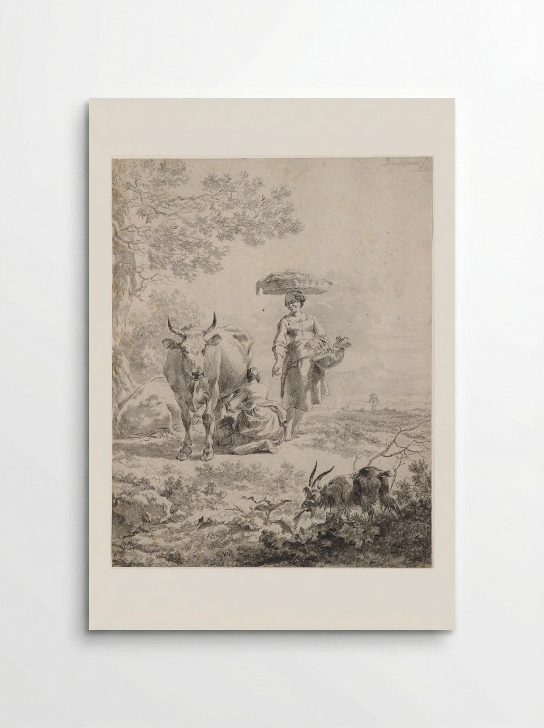 Woman Milking a Cow - Nicolaes Berchem the Elder - Poster