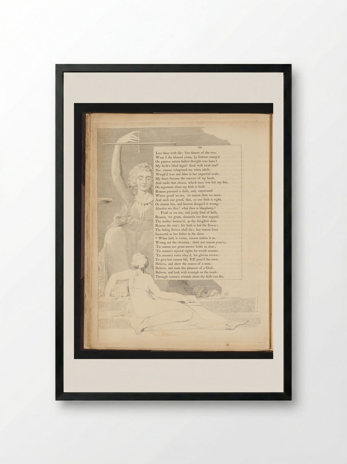 Woman Observing the Personification of Justice - Edward Young - Framed Print Black