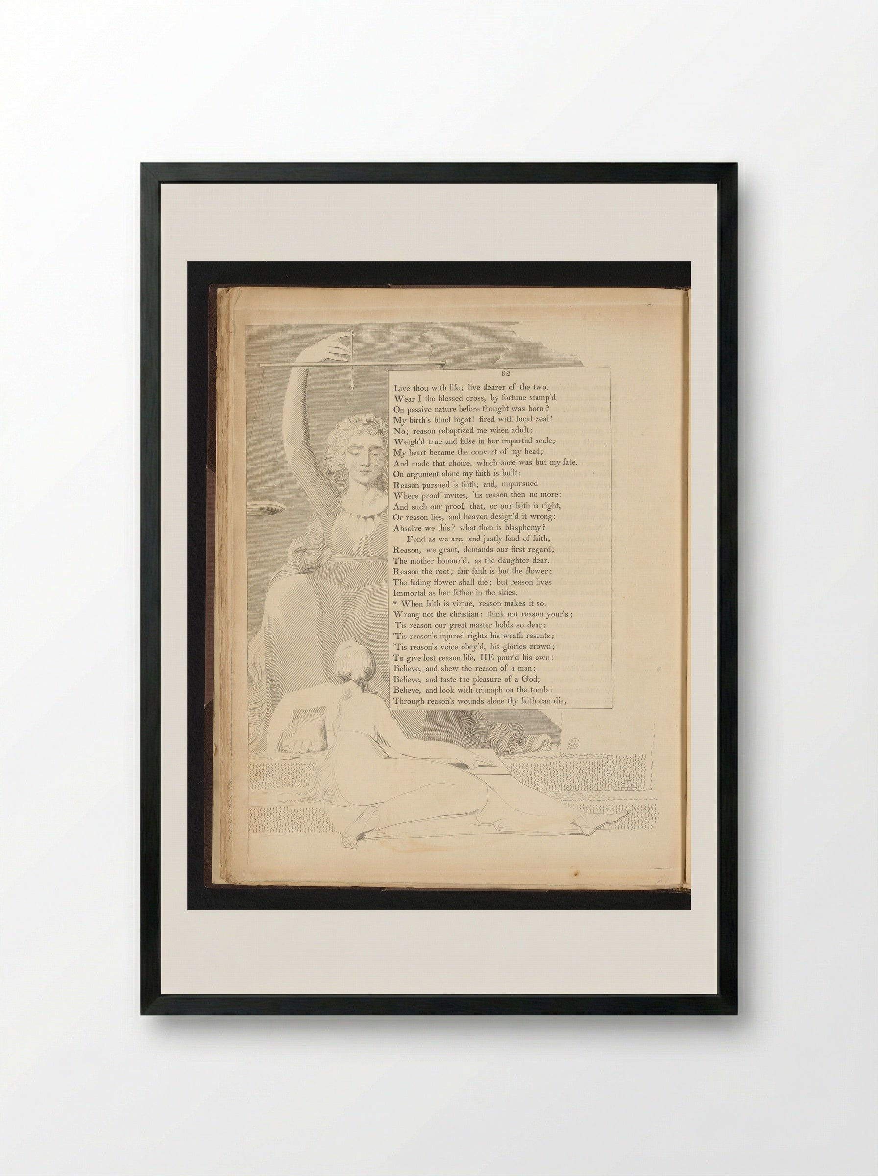 Woman Observing the Personification of Justice - Edward Young - Framed Print Black