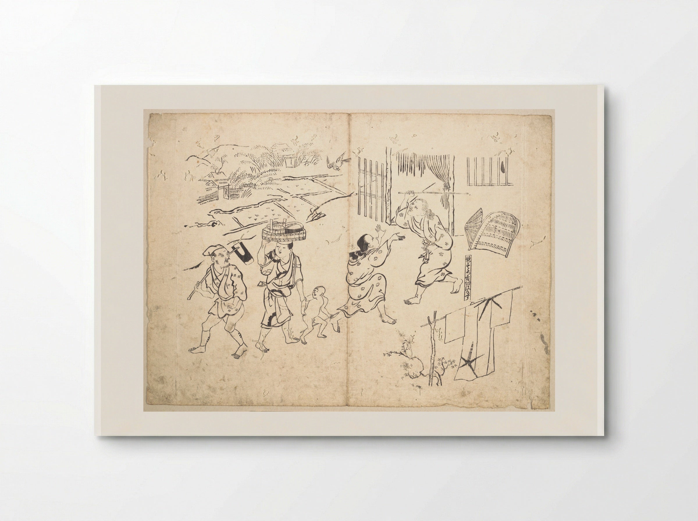 Woman Pursuing Sparrow - Okumura Masanobu - Poster