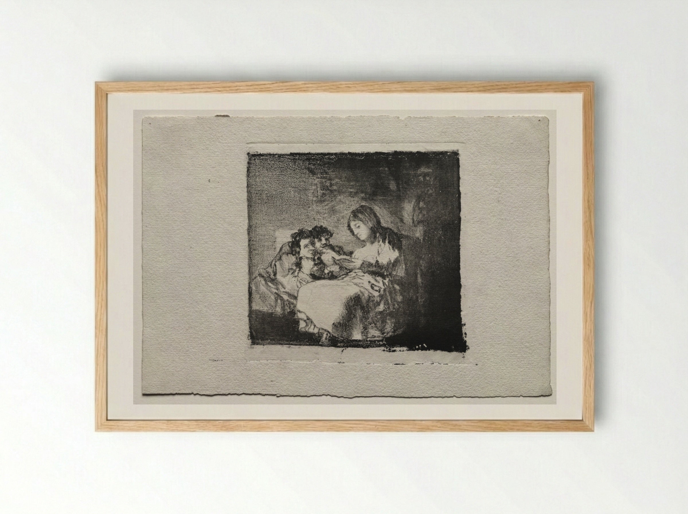 Woman Reading to Two Children - Francisco de Goya - Framed Print Wood