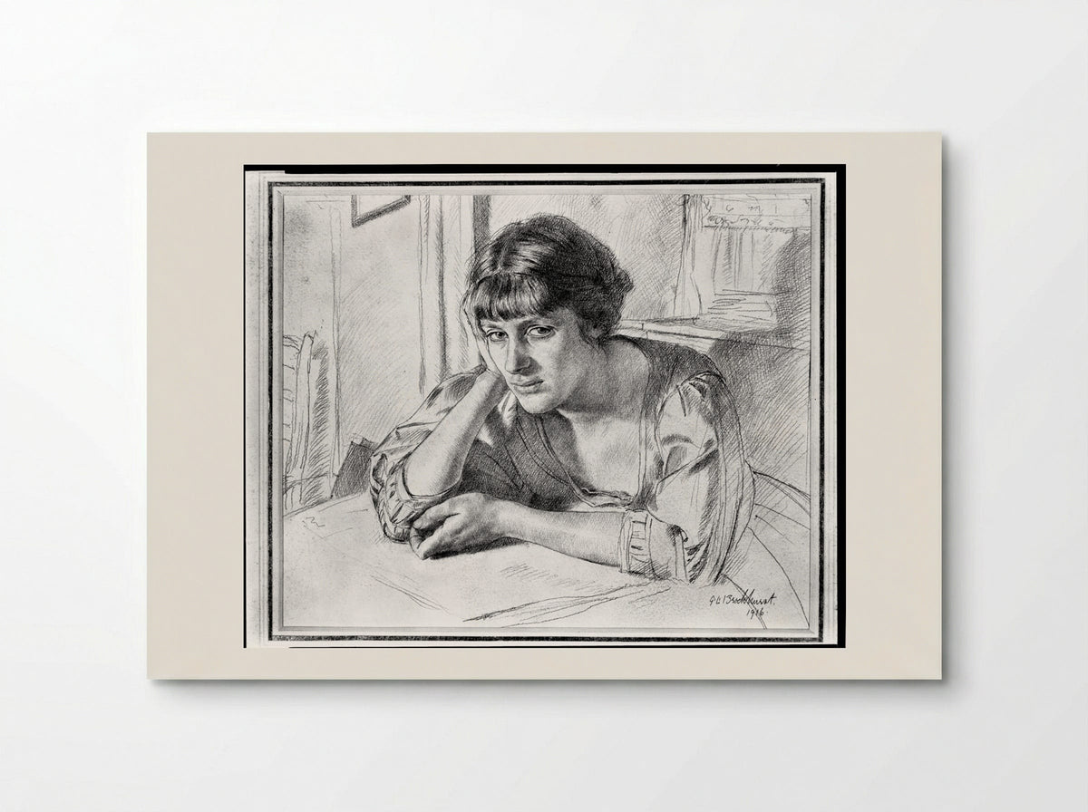 Woman Seated at a Table - Gerald Leslie Brockhurst - Poster