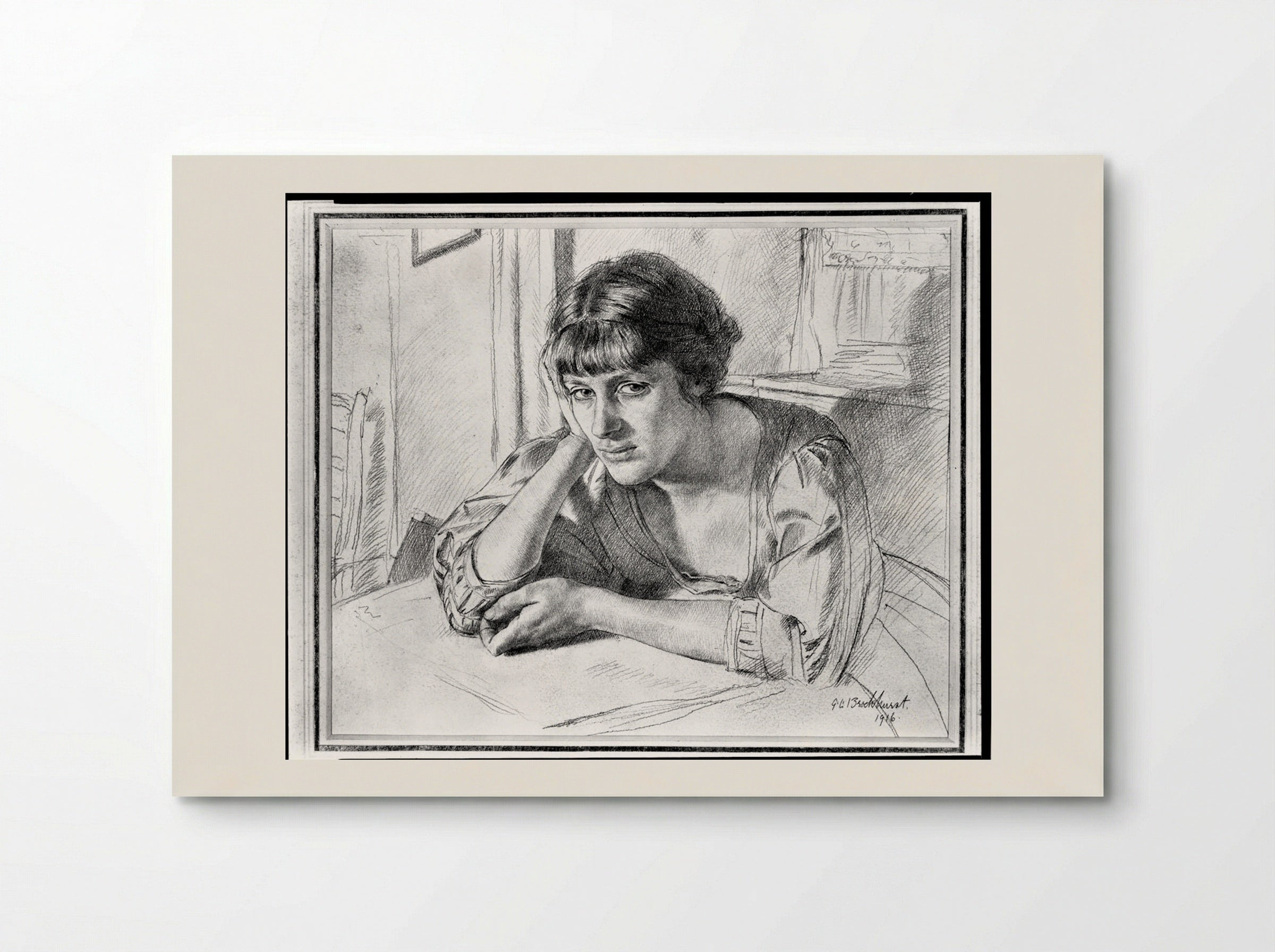 Woman Seated at a Table - Gerald Leslie Brockhurst - Poster
