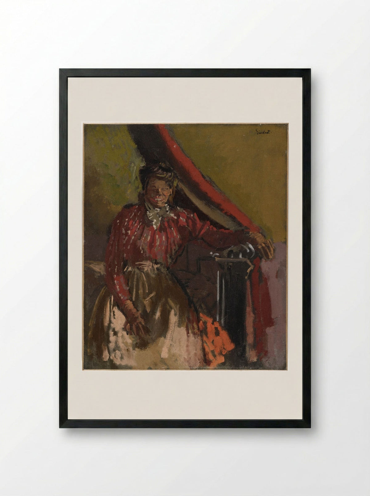 Woman Seated on a Bed - Walter Sickert - Framed Print Black