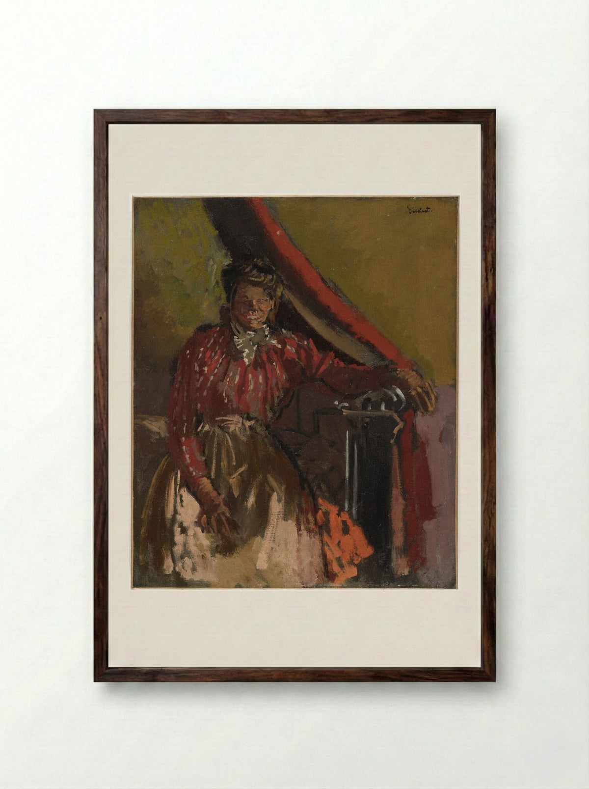 Woman Seated on a Bed - Walter Sickert - Framed Print Dark Wood