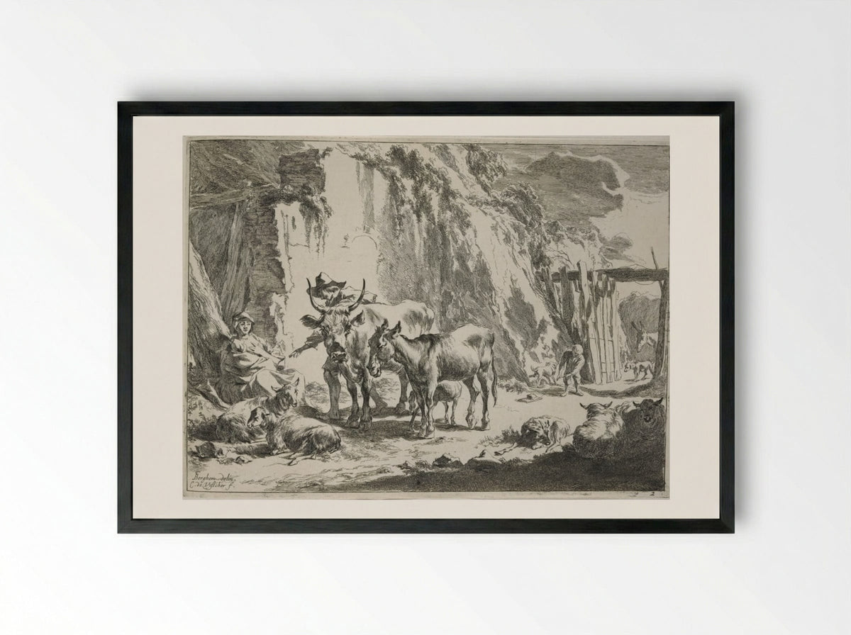 Woman Suckling a Child - Cornelis Visscher - Framed Print Black