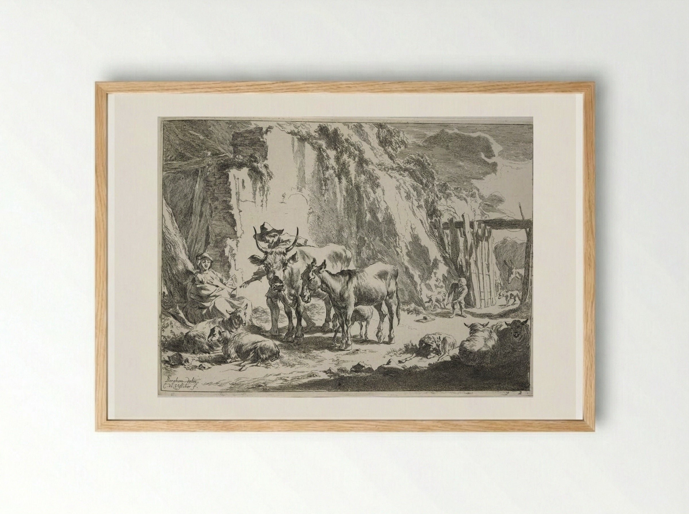 Woman Suckling a Child - Cornelis Visscher - Framed Print Wood