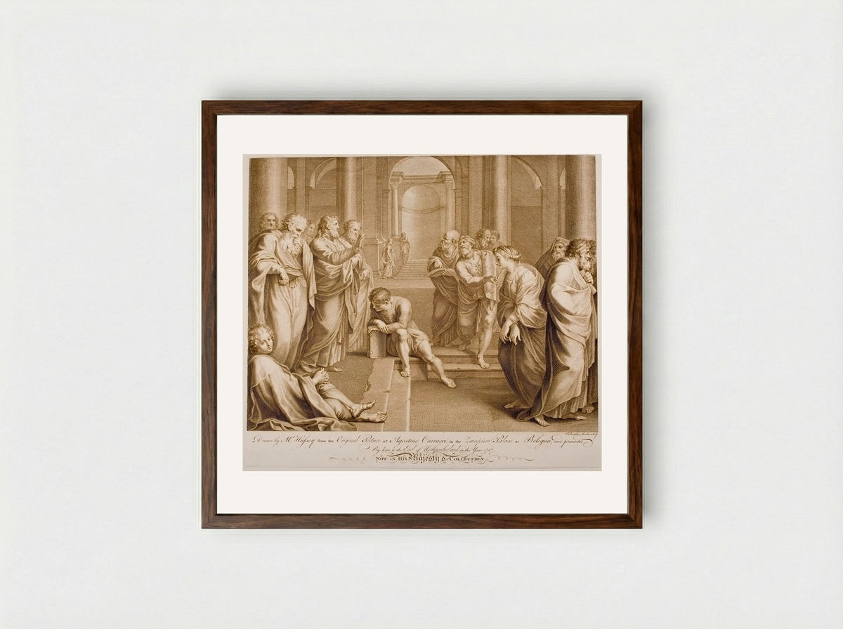 Woman Taken in Adultery - Francesco Bartolozzi - Framed Print Dark Wood