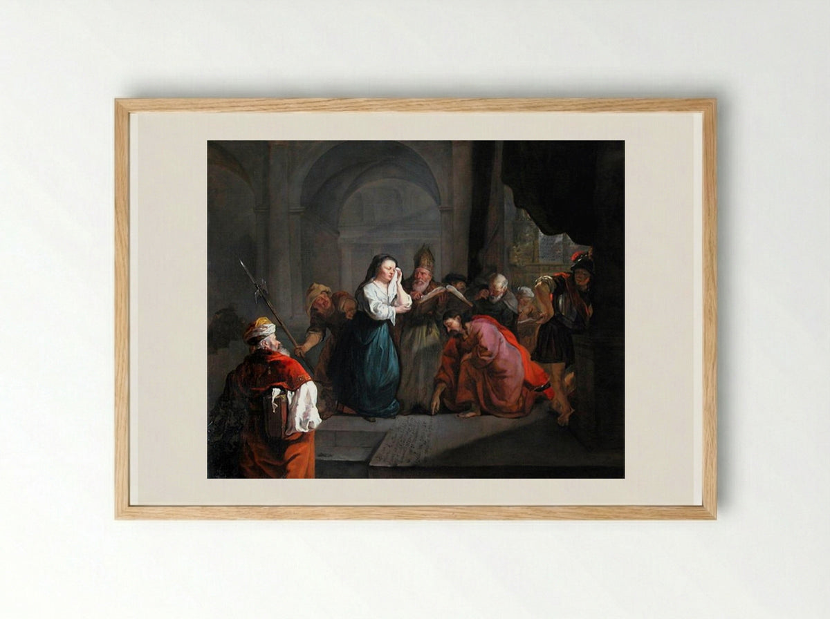Woman Taken in Adultery - Gabriel Metsu - Framed Print Wood