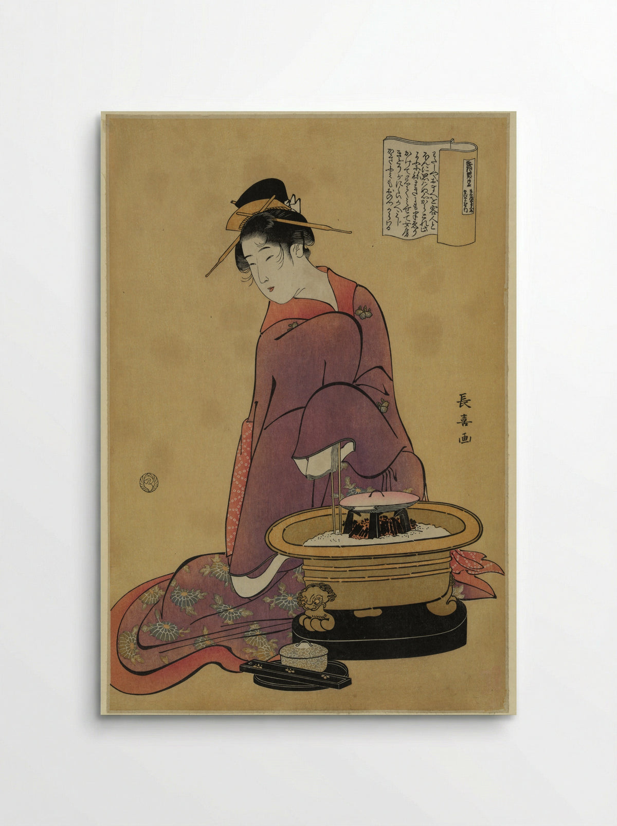 Woman Warming Her Hands Over a Hibachi - Eishōsai Chōki - Poster
