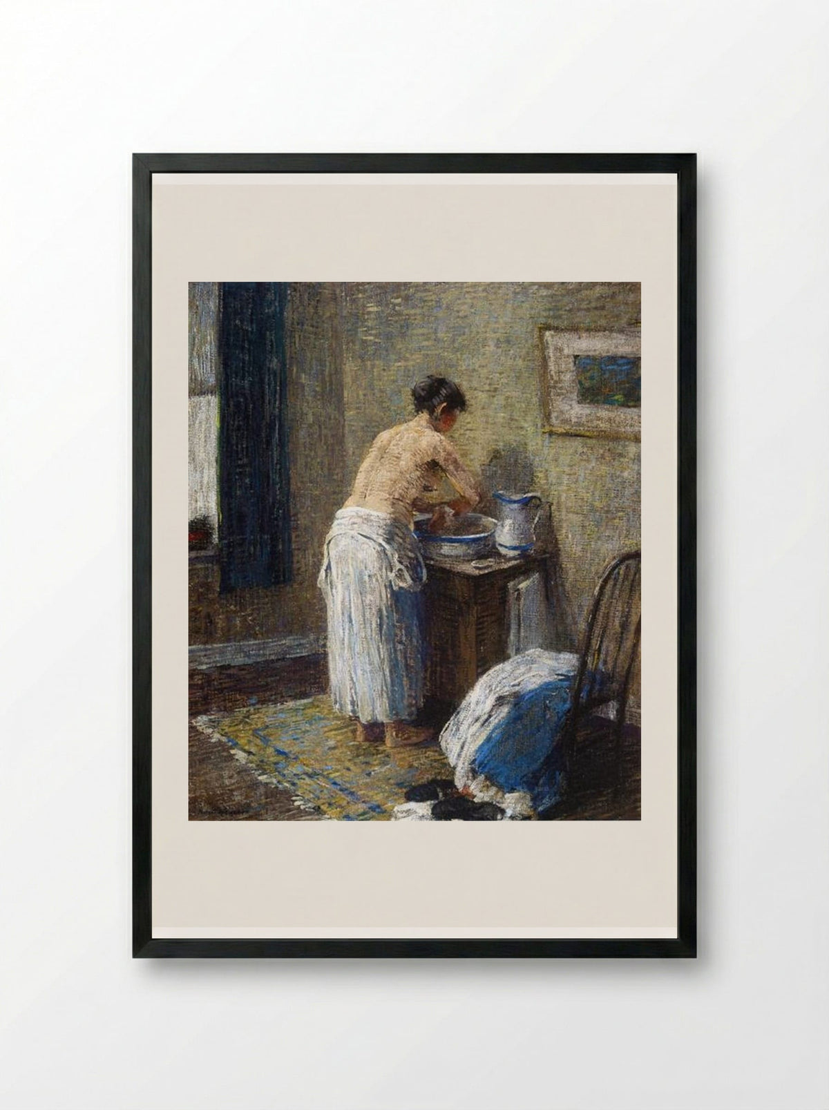 Woman Washing - Robert Spencer - Framed Print Black