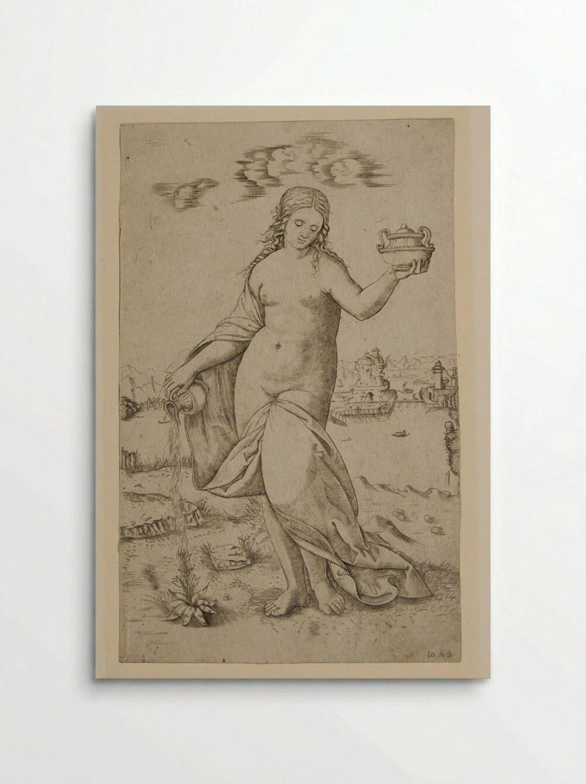 Woman Watering a Plant - Giovanni Antonio da Brescia - Poster
