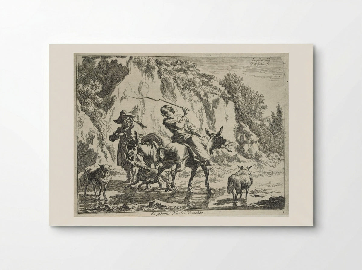 Woman Whipping her Donkey - Cornelis Visscher - Poster