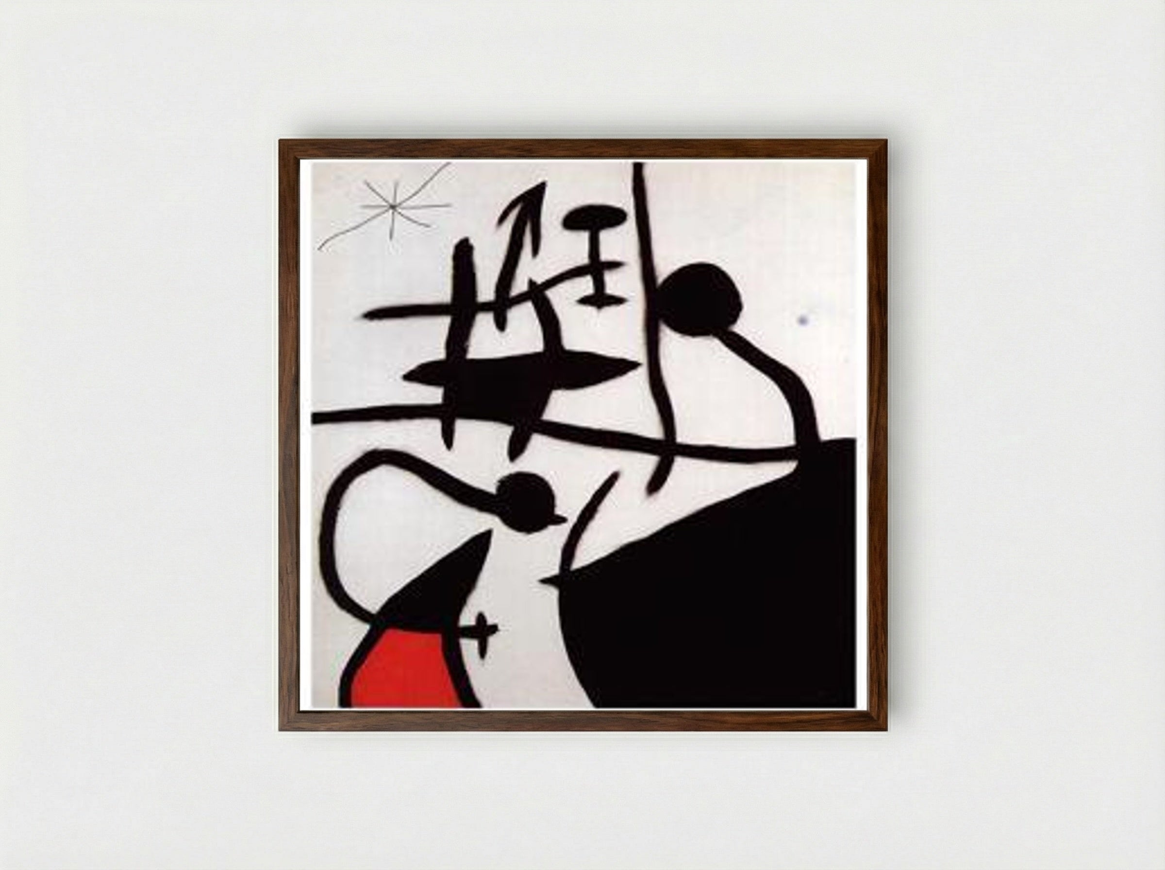 Woman and Birds in the Night - Joan Miró - Framed Print Dark Wood
