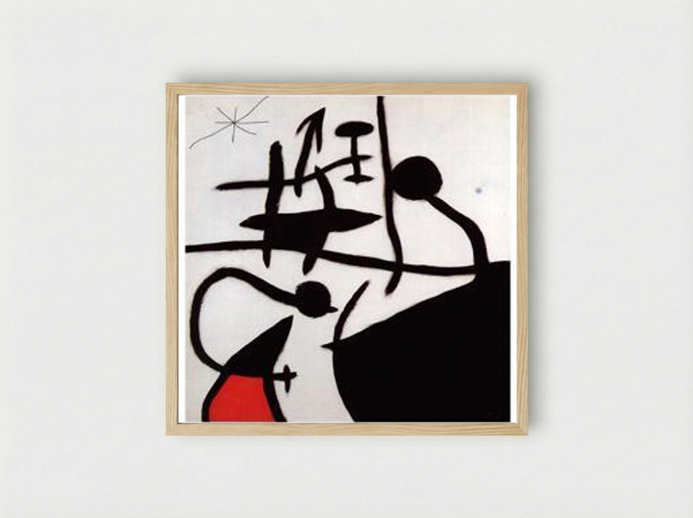 Woman and Birds in the Night - Joan Miró - Framed Print Wood
